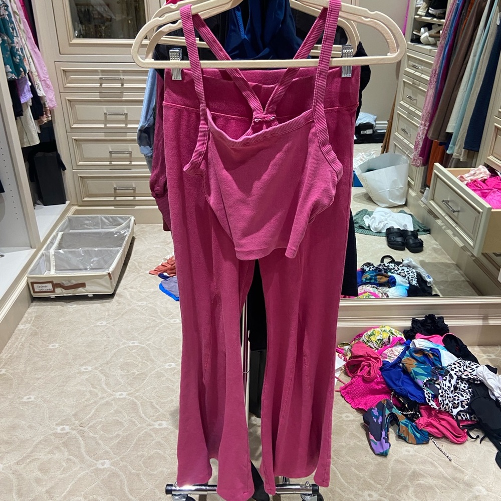 La biz Pink Two-Piece pants and tank Lounge Set